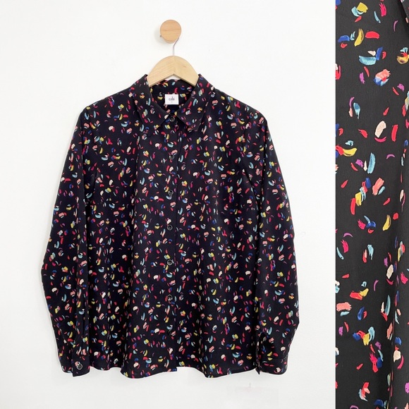 Cabi Black Colorful Artsy Print Button Down - Picture 1 of 8